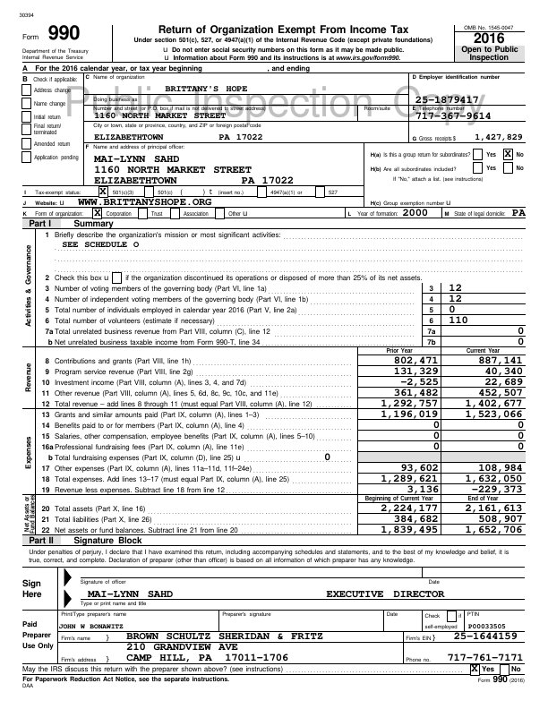 2016 Form 990 Page 1
