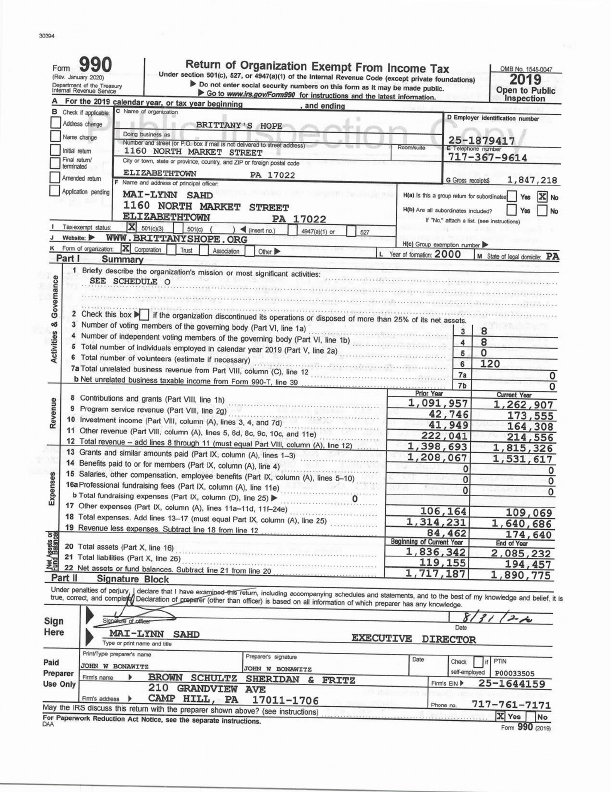 2019 Form 990 Page 1