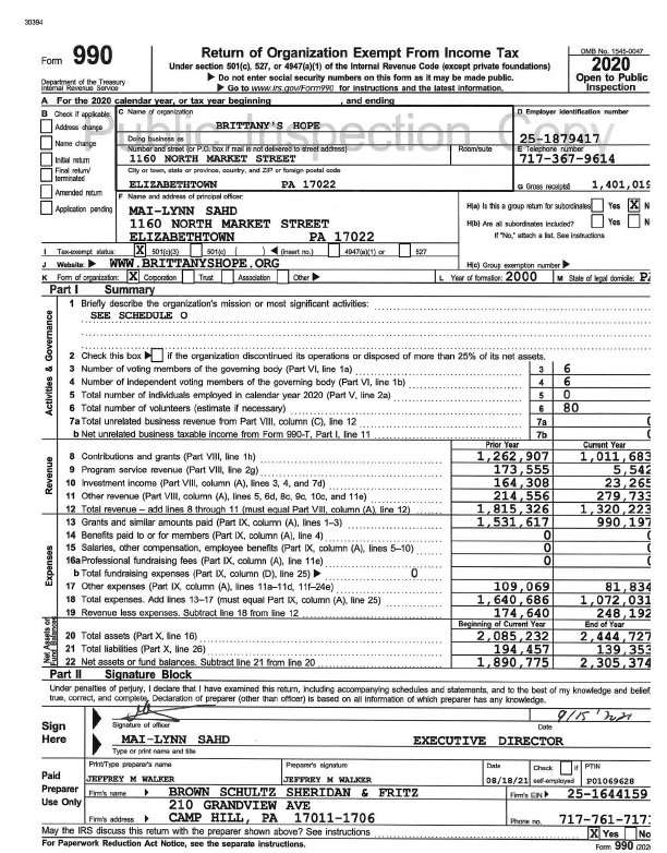 2020 Form 990 Page 1